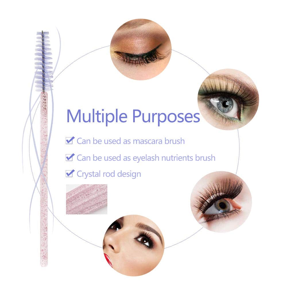 300 Pack Disposable Mascara Wands for Eyelash Extensions Eye Lash Applicators Makeup Brushes Tool Kits, Crystal Pink Handle (Light Purple) Health & Beauty > Personal Care > Cosmetics > Cosmetic Tools > Makeup Tools myaokue-up