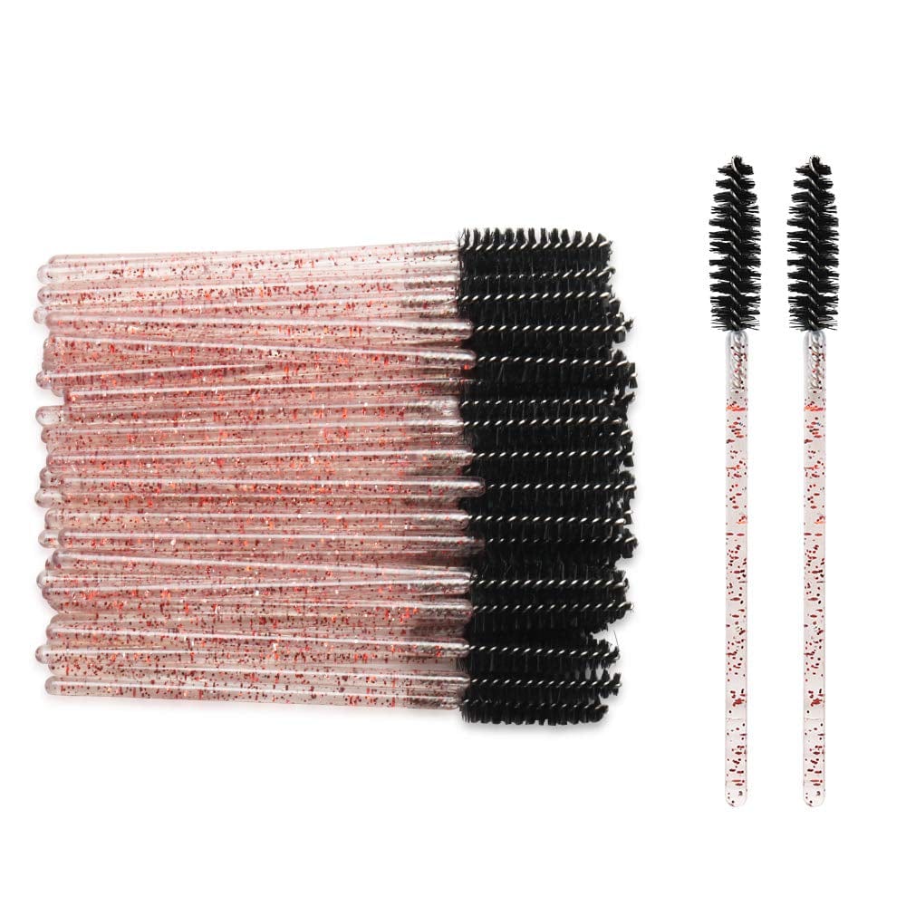 300 Pack Disposable Mascara Wands for Eyelash Extensions Eye Lash Applicators Makeup Brushes Tool Kits, Crystal Pink Handle (Light Purple) Health & Beauty > Personal Care > Cosmetics > Cosmetic Tools > Makeup Tools myaokue-up Crystal Red/Black
