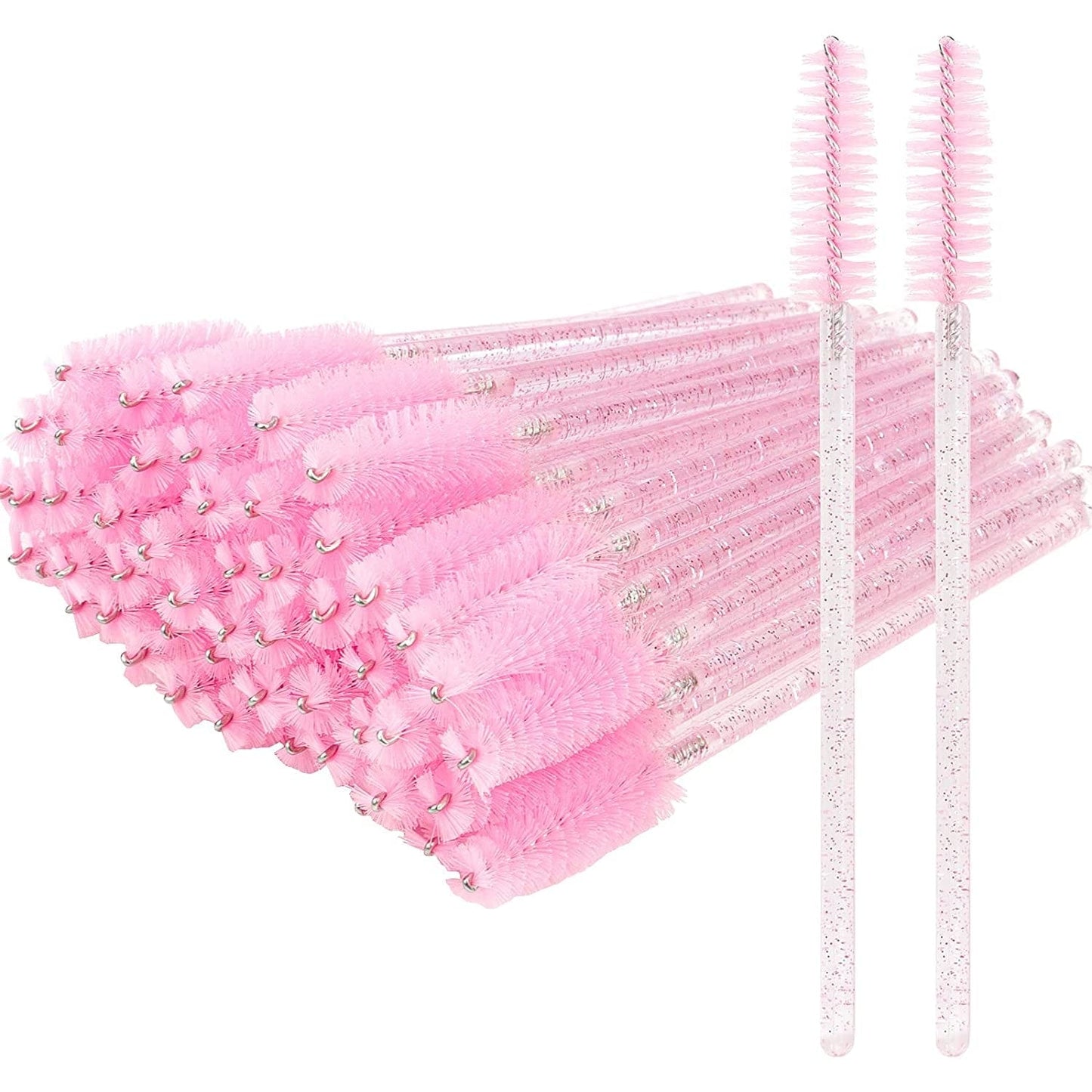 300 Pack Disposable Mascara Wands for Eyelash Extensions Eye Lash Applicators Makeup Brushes Tool Kits, Crystal Pink Handle (Light Purple) Health & Beauty > Personal Care > Cosmetics > Cosmetic Tools > Makeup Tools myaokue-up Crystal Light Pink Handle - Pink