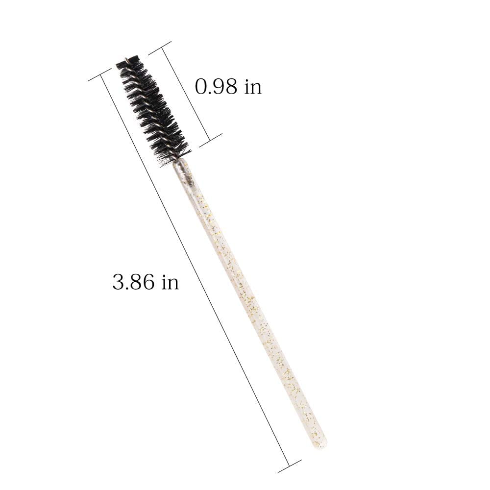 300 Pack Glitter Mascara Wands Disposable Eyelash Spoolie Brushes Makeup Applicator Eyelash Extension Tool Kit, Crystal Gold Handle Black Brush Head Health & Beauty > Personal Care > Cosmetics > Cosmetic Tools > Makeup Tools Mekupeu