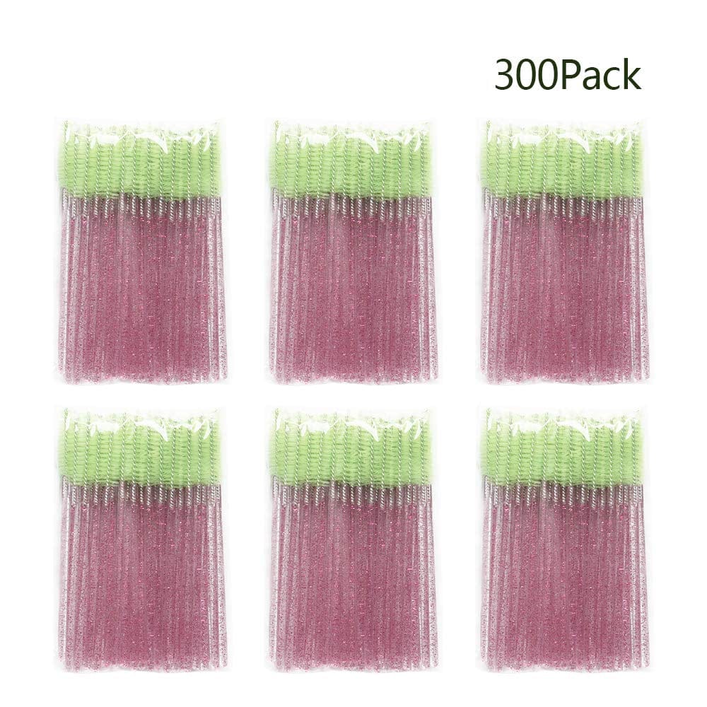 300 Pack Mascara Wands Disposable Eye Lash Brushes for Eyelash Extensions Tool Makeup Applicator Kit, Crystal Rose Handle (Crystal Rose-Light Green) Health & Beauty > Personal Care > Cosmetics > Cosmetic Tools > Makeup Tools myaokue-up