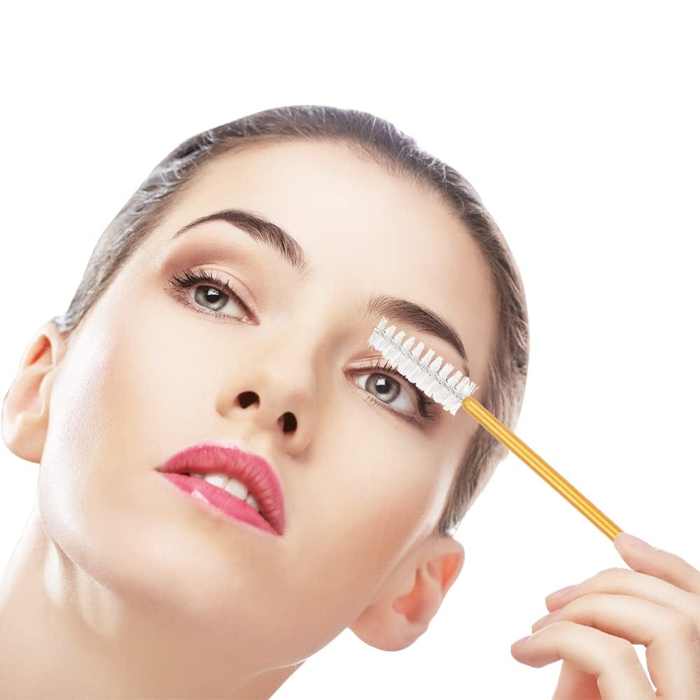 300 Pack Mascara Wands Disposable Eye Lash Eyebrow Brush Applicators for Eyelash Extensions Makeup Brush Tool Kits, Gold/White Health & Beauty > Personal Care > Cosmetics > Cosmetic Tools > Makeup Tools Mekupeu