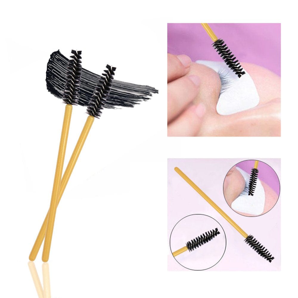 300 Pack Mascara Wands Disposable Eyelash Brushes for Lash Extensions Eye Brow Applicators Makeup Brush Tool, Gold/Black Health & Beauty > Personal Care > Cosmetics > Cosmetic Tools > Makeup Tools Yisu