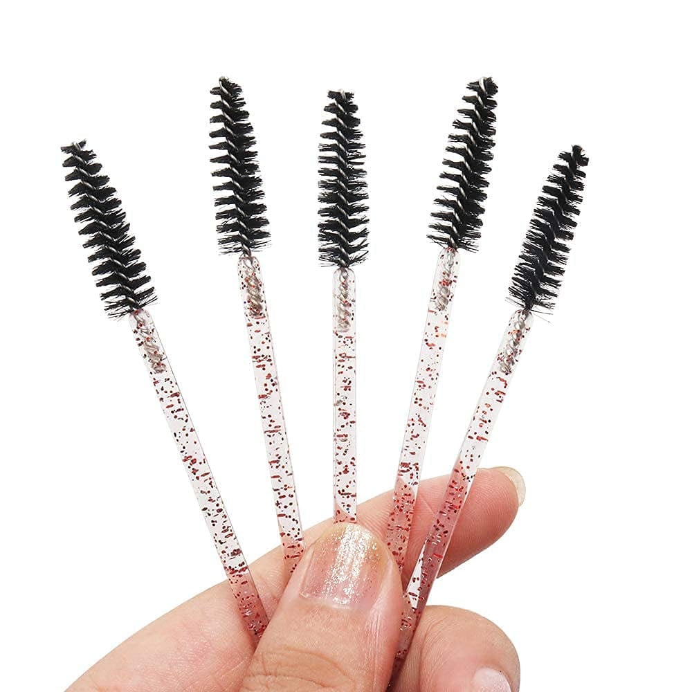 300 Pack Mascara Wands for Lash Extensions Disposable Eyelash Brushes Makeup Applicators Tool, Crystal Pink Handle Black Brush Head Health & Beauty > Personal Care > Cosmetics > Cosmetic Tools > Makeup Tools Mekupeu