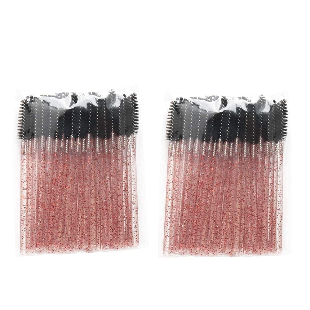 300 Pack Mascara Wands for Lash Extensions Disposable Eyelash Brushes Makeup Applicators Tool, Crystal Pink Handle Black Brush Head Health & Beauty > Personal Care > Cosmetics > Cosmetic Tools > Makeup Tools Mekupeu