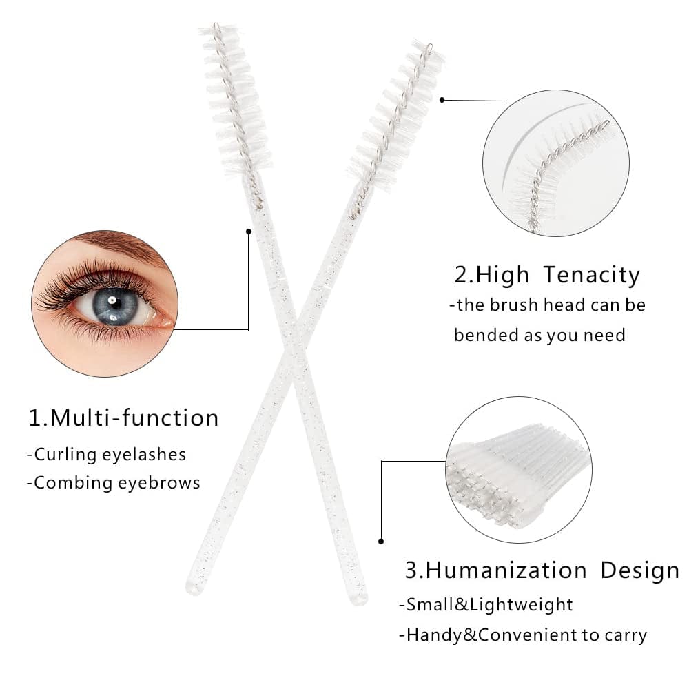 300 PCS Crystal Eyelash Mascara Wands Disposable Lash Brushes for Extensions Makeup Brush Applicators Tool Kit, All White Health & Beauty > Personal Care > Cosmetics > Cosmetic Tools > Makeup Tools Mekupeu