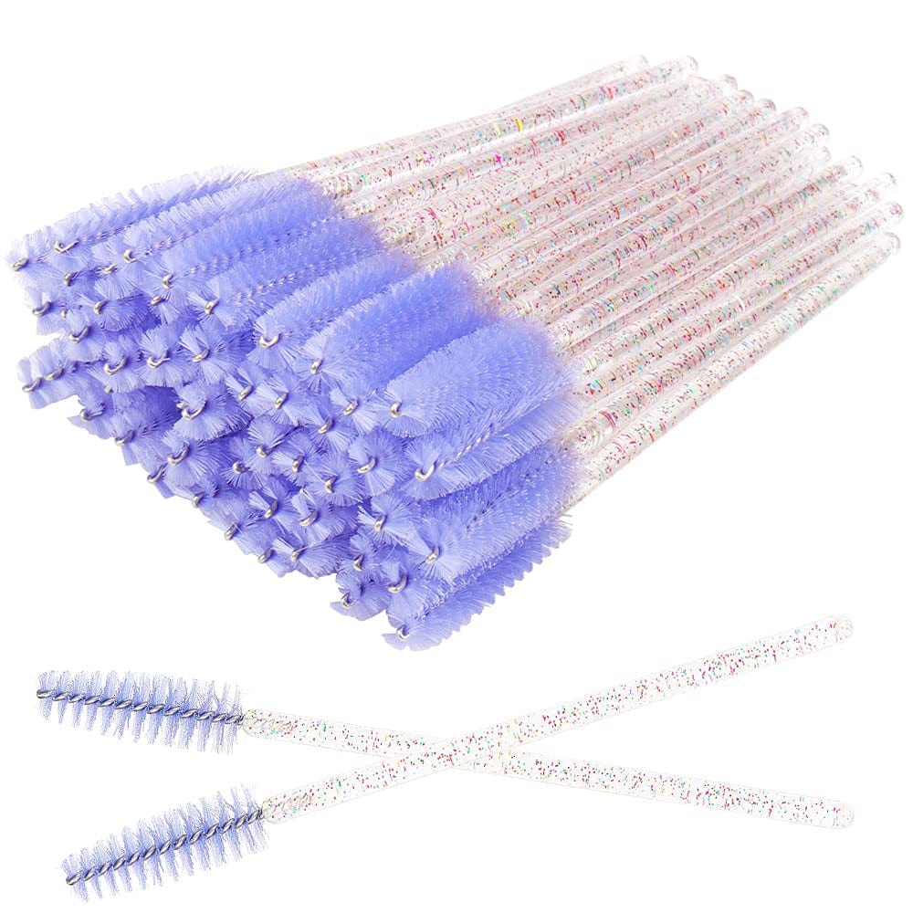300 PCS Crystal Eyelash Mascara Wands Disposable Lash Brushes for Extensions Makeup Brush Applicators Tool Kit, All White Health & Beauty > Personal Care > Cosmetics > Cosmetic Tools > Makeup Tools Mekupeu Multicolor handle-Purple Brush
