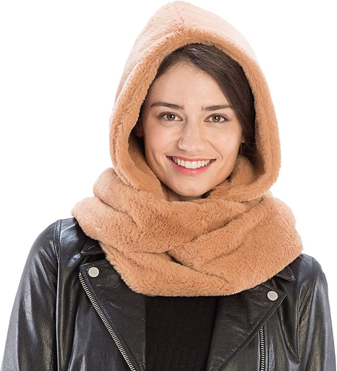 Fashion 21 Women'S Soft Faux Fur Infinity Scarf & Infinity Hood Scarf Head Scarf Wrap (2 Styles) Apparel & Accessories > Clothing Accessories > Scarves & Shawls Fashion 21 Hooded - Camel