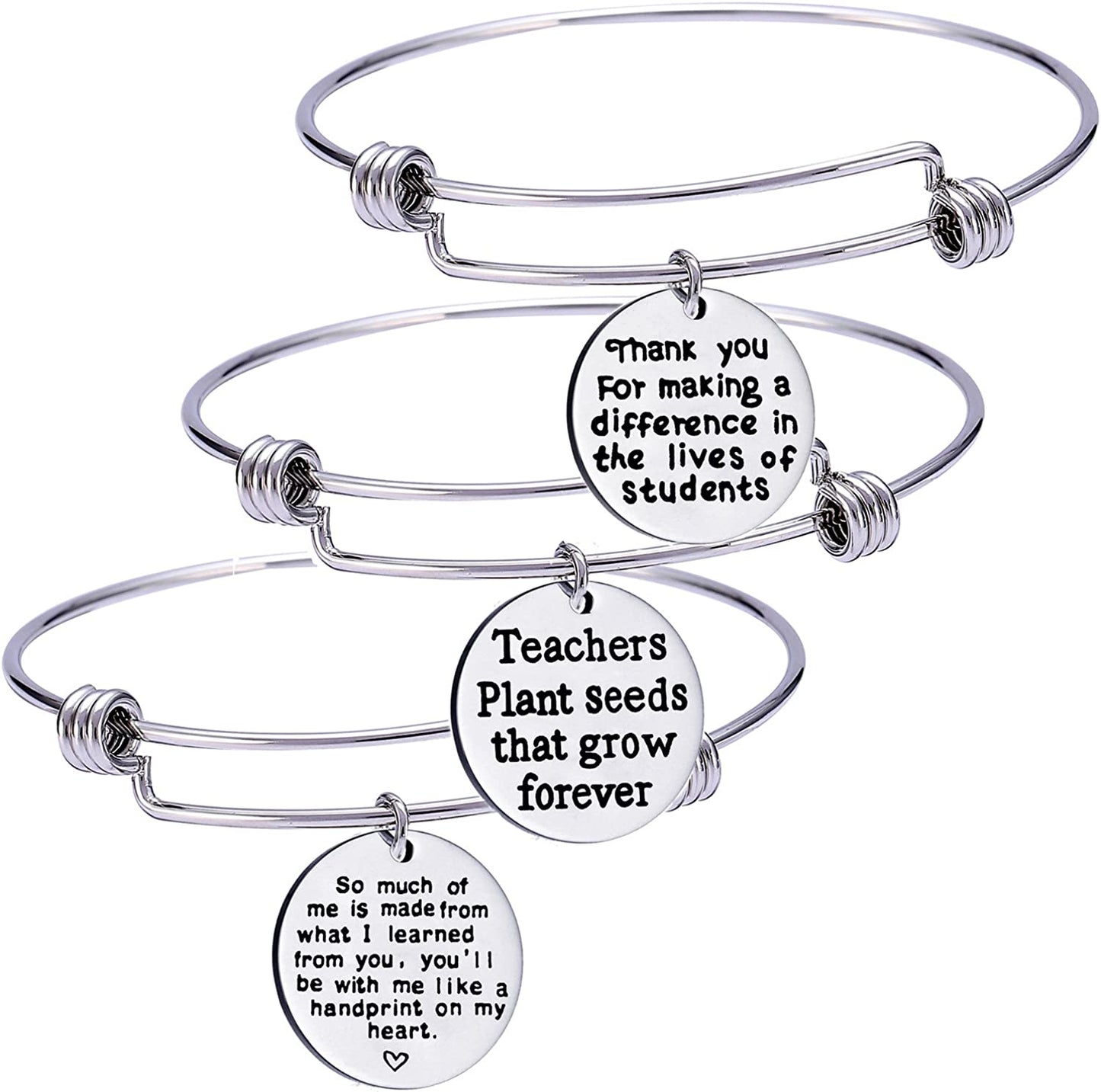 Pack of 3 Teacher Bangles Gifts for Teacher Open School Gifts for Teachers Thank You Bangle Bracelets Apparel & Accessories > Jewelry > Bracelets Nzztont Style 04