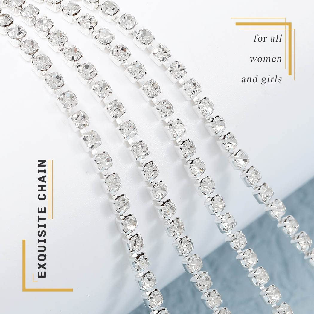 Asooll Crystal Body Chain Rhinestone Chest Chain Bikini Bra Jewelry Fashion Beach Prom Rave Body Accessories Jewelry for Women and Girls (Silver) Apparel & Accessories > Jewelry > Body Jewelry Asooll