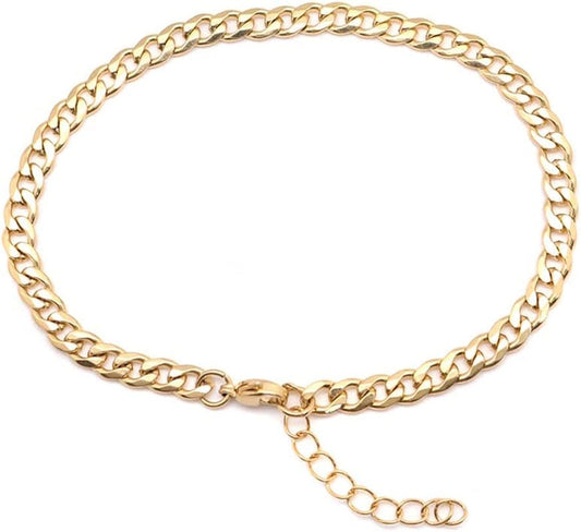 304 Stainless Steel Anklet Gold Color Oval for Women Beach Foot Leg Chain Ankle Bracelets Jewelry Gift for Women Girls, 1 Piece Attractive Apparel & Accessories > Jewelry > Anklets Generic