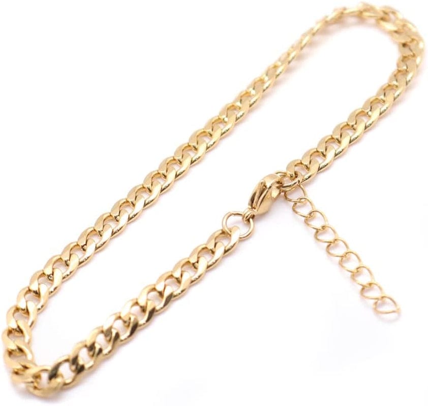 304 Stainless Steel Anklet Gold Color Oval for Women Beach Foot Leg Chain Ankle Bracelets Jewelry Gift for Women Girls, 1 Piece Attractive Apparel & Accessories > Jewelry > Anklets Generic