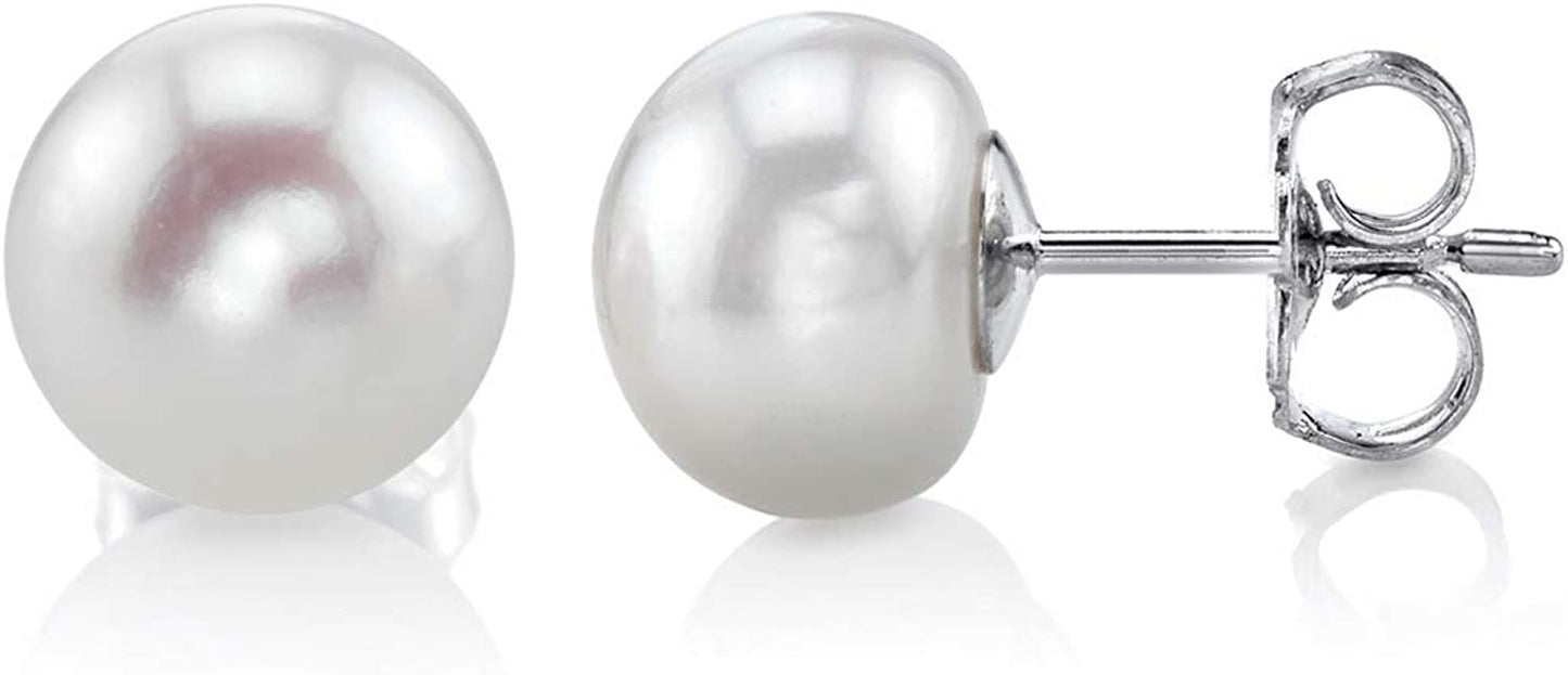 THE PEARL SOURCE AAAA Quality 14K Gold Plated Sterling Silver White Freshwater Real Pearl Earrings for Women | Hypoallergenic Earrings with Genuine Cultured Pearls Apparel & Accessories > Jewelry > Earrings The Pearl Source 9.0mm