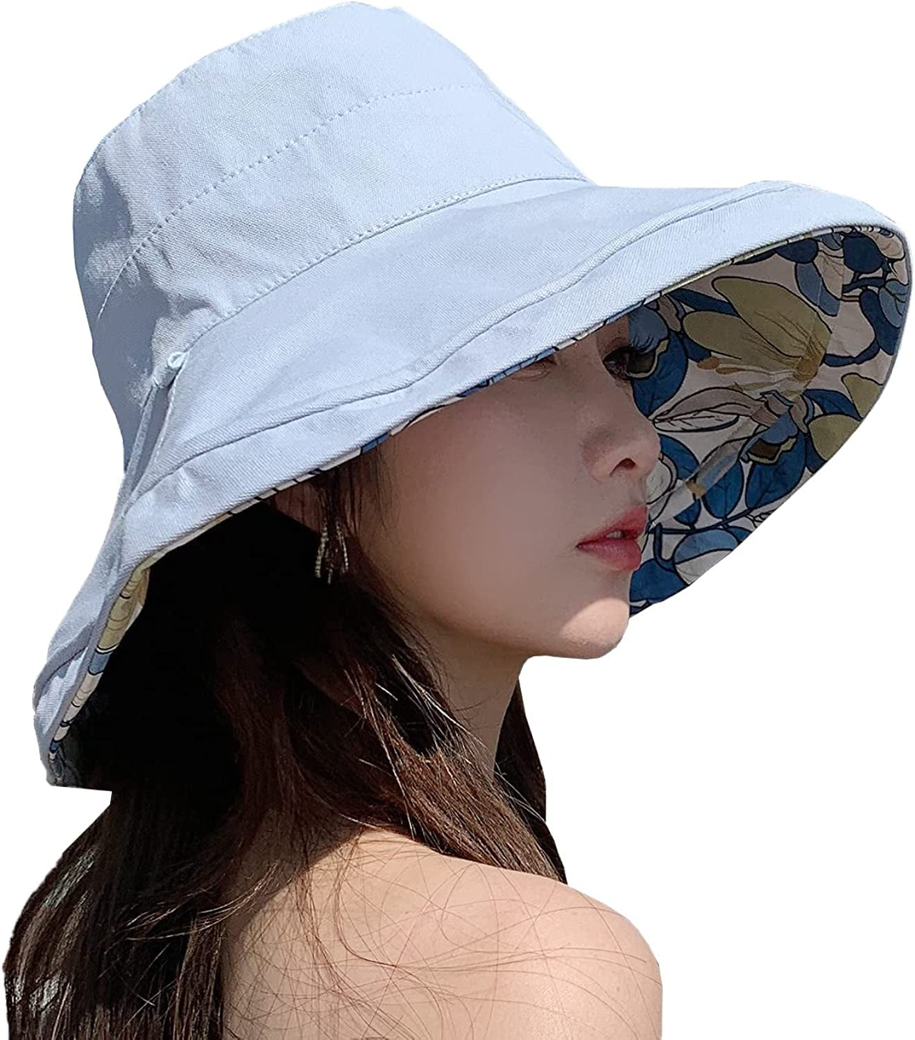 Farodor Women'S Packable Reversible Bucket Hat UV Sun Protection Wide Brim Summer Beach Cap Apparel & Accessories > Clothing Accessories > Hats FaroDor 4blue