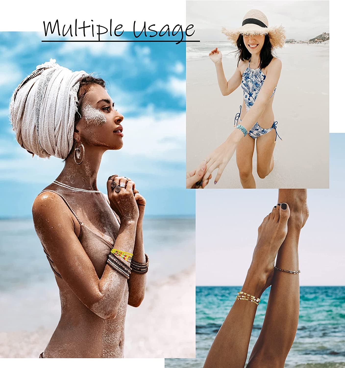 TOSGMY 32Pcs Colorful Waist Beads for Women Girls Belly Chain Body Jewelry Set Waist Chain Summer Bikini Body Chain Apparel & Accessories > Jewelry > Body Jewelry TOSGMY