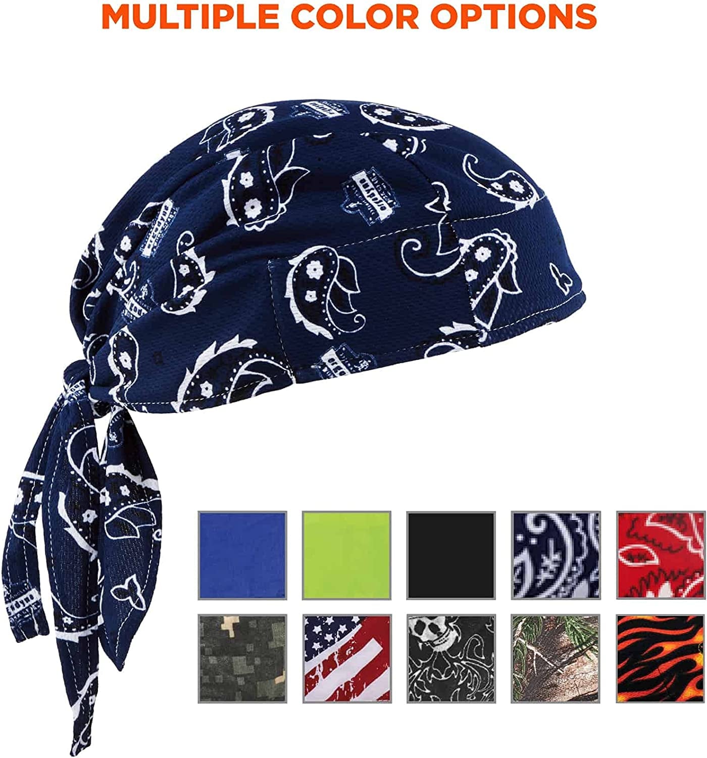 Ergodyne - 12480 Chill Its 6615 Dew Rag, Lined with Terry Cloth Sweatband, Sweat Wicking, Navy Western Apparel & Accessories > Clothing Accessories > Bandanas & Headties Ergodyne