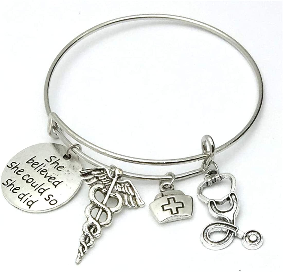 30Pcs Alloy She Believed She Could so She Did DIY Message Charms Pendant for Crafting Bracelet Necklace Jewelry Making Accessory, Antique Silver Round