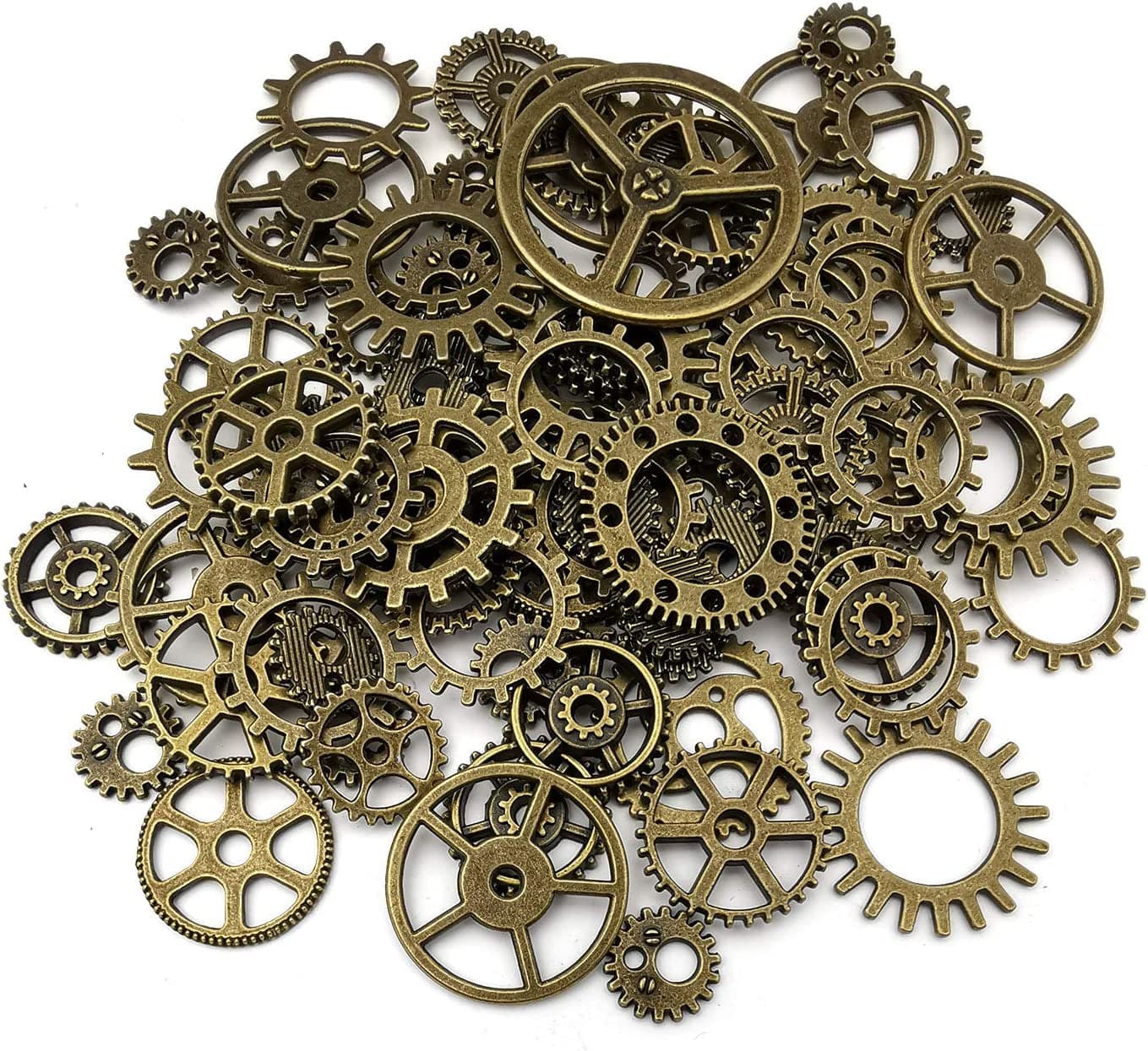 30Pcs Antique Bronze Mix Skeleton Steampunk Clock Face Watch Gear Cog Wheel Pendant Charms Jewelry Making DIY Steampunk Gear Pendant Charms Wholesale (M071) Antique Bronze