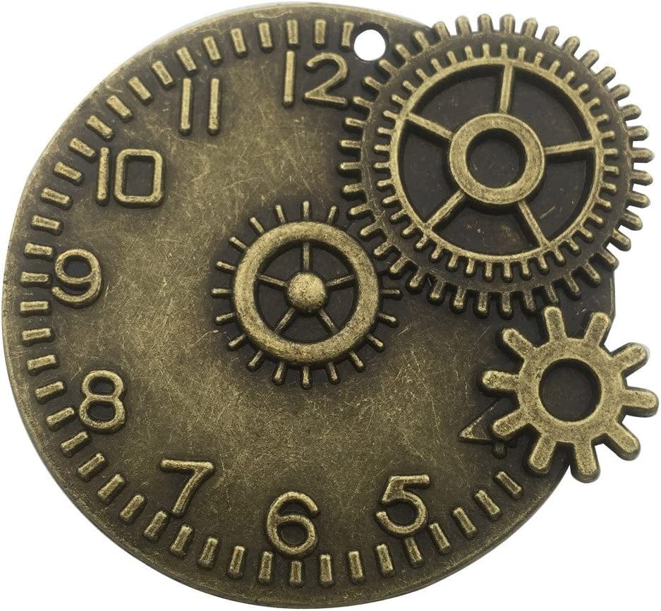 30Pcs Antique Bronze Mix Skeleton Steampunk Clock Face Watch Gear Cog Wheel Pendant Charms Jewelry Making DIY Steampunk Gear Pendant Charms Wholesale (M071)