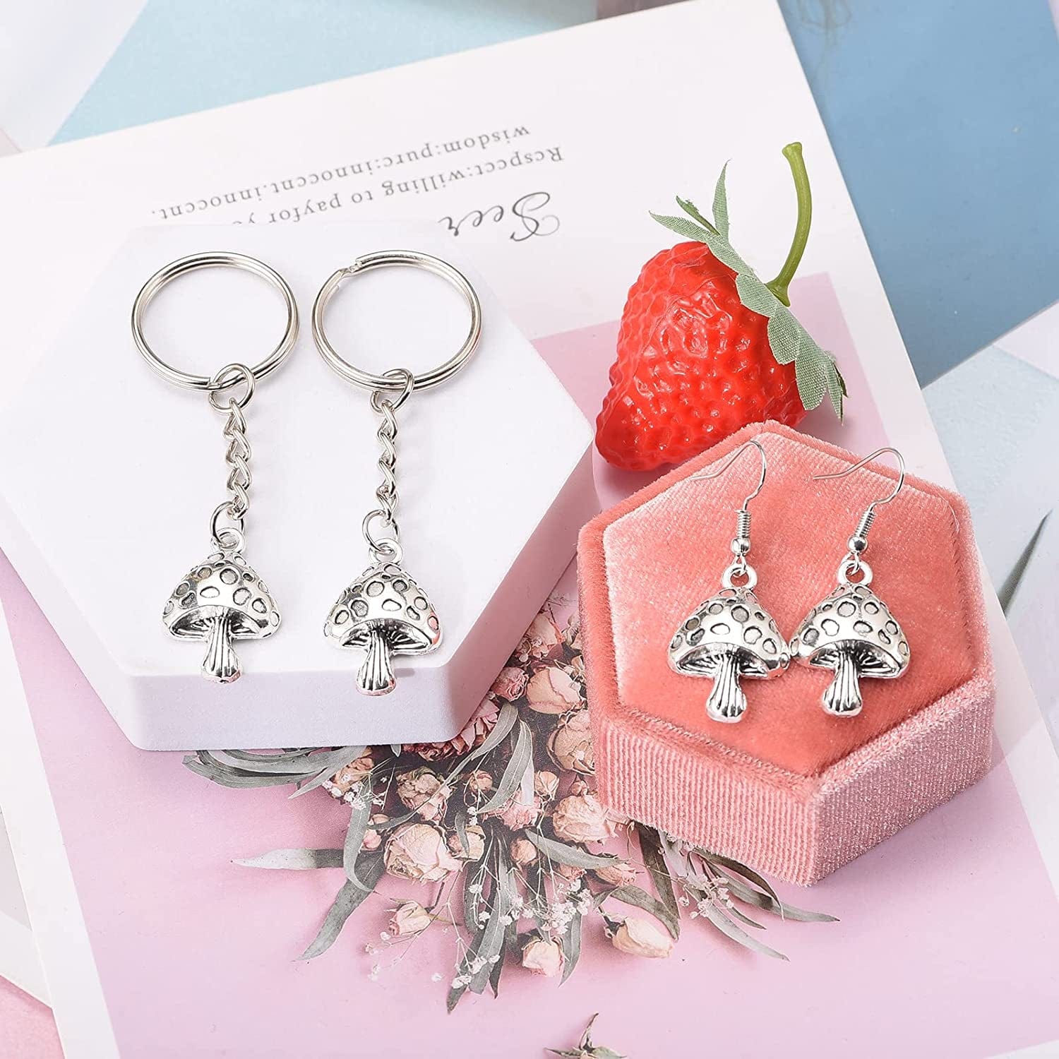 30Pcs Antique Silver Mushroom Charms Craft Supplies Pendants Beads Charms Pendants for Crafting Jewelry Findings Making Accessory for DIY Necklace Bracelet 17Mmx26Mm(A565)