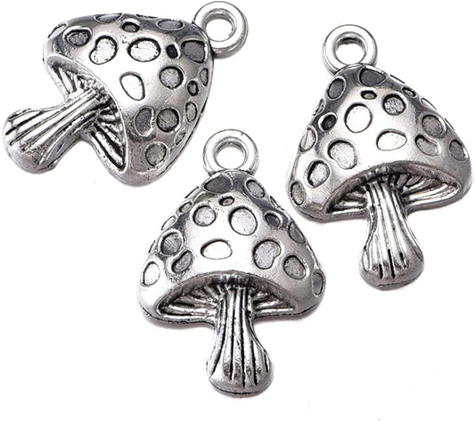 30Pcs Antique Silver Mushroom Charms Craft Supplies Pendants Beads Charms Pendants for Crafting Jewelry Findings Making Accessory for DIY Necklace Bracelet 17Mmx26Mm(A565)