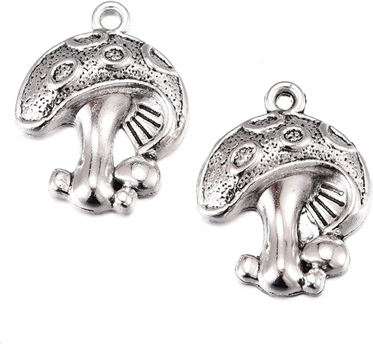 30Pcs Antique Silver Plated Mushroom Charms Pendant DIY Bracelets Necklace Jewelry Making Craft Wholesale 25Mmx20Mm(A055)