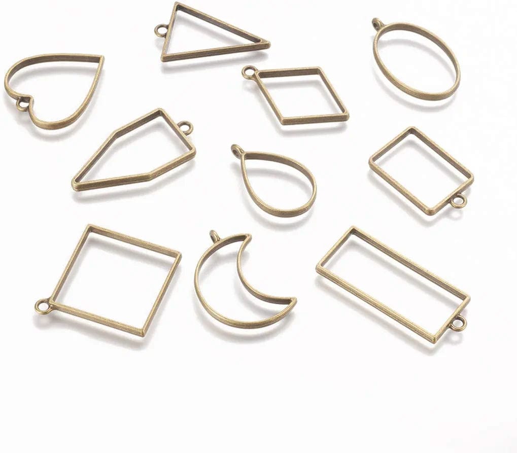 30PCS Bezel Open Back Pendant Blanks Charms Hollow Mold Pendant Assorted Geometric Frame Pendant DIY Crafts for Resin Jewelry Making