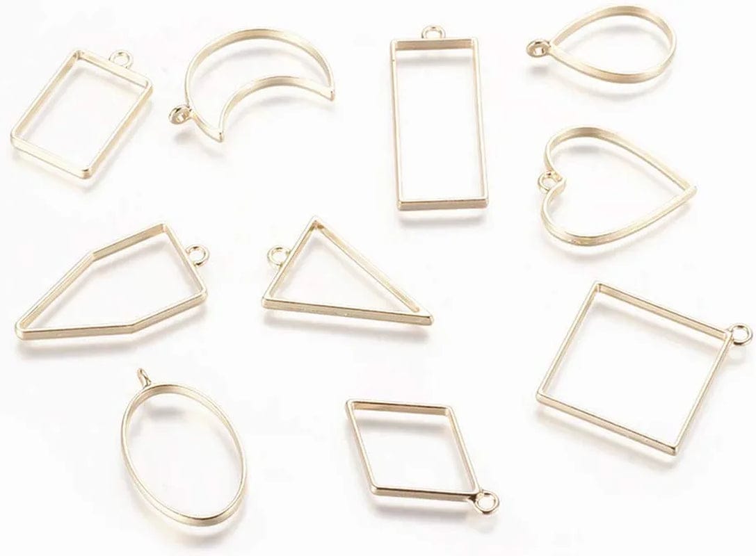 30PCS Bezel Open Back Pendant Blanks Charms Hollow Mold Pendant Assorted Geometric Frame Pendant DIY Crafts for Resin Jewelry Making