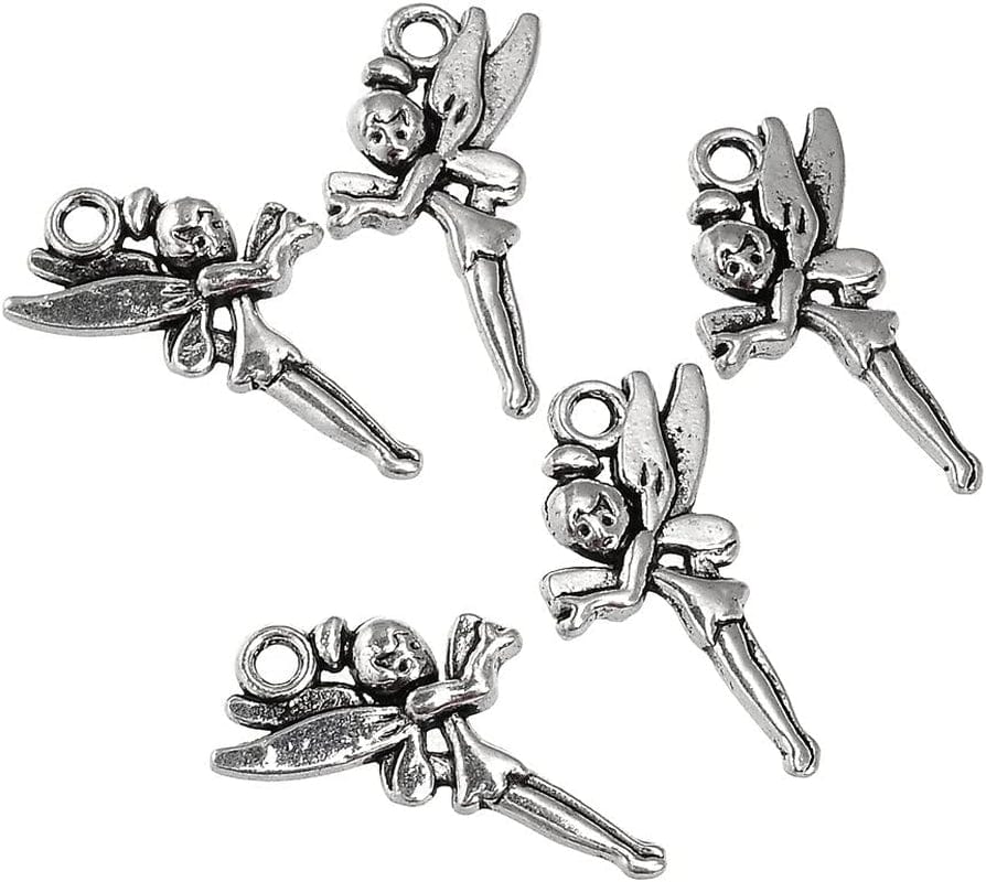 30PCS Charm Pendant Butterfly Tibetan Metal Beads Silver Color for Jewelry Making Bracelet Fairy / 60 PCS