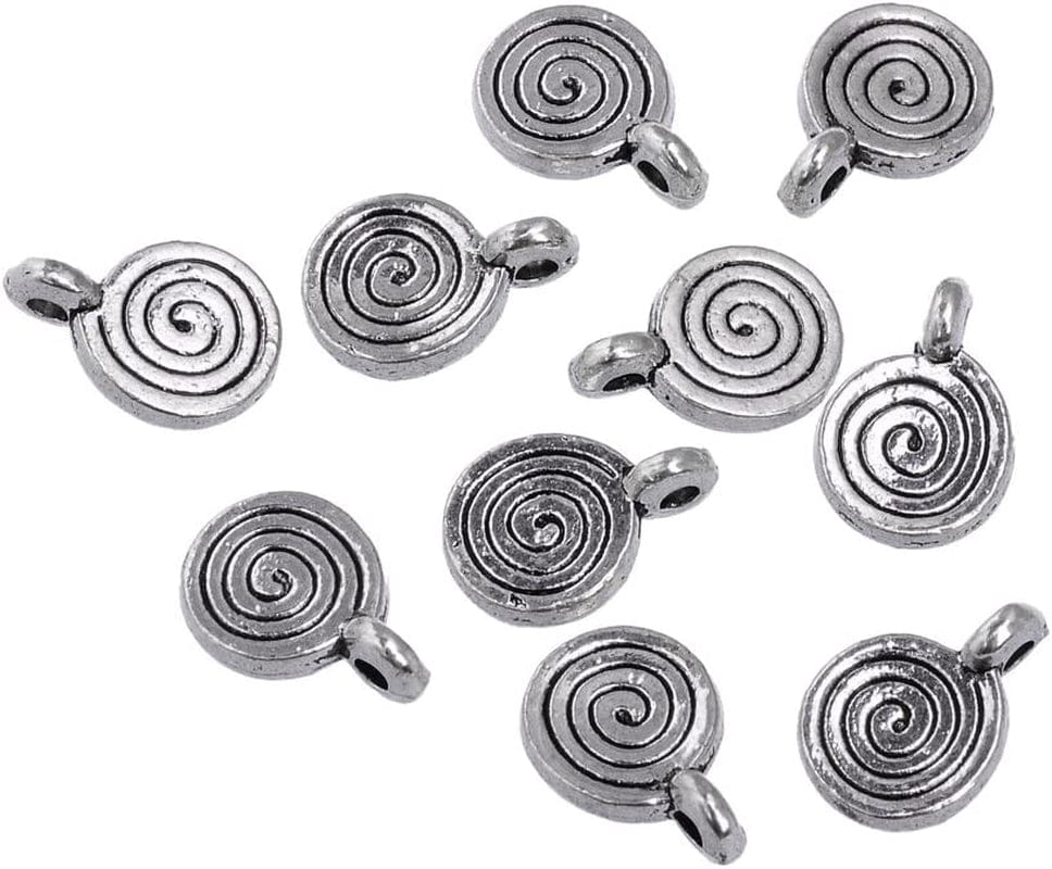 30PCS Charm Pendant Butterfly Tibetan Metal Beads Silver Color for Jewelry Making Bracelet Spiral / 90 PCS