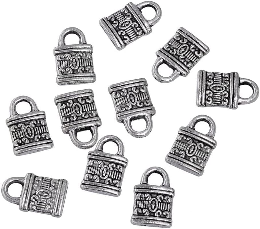 30PCS Charm Pendant Butterfly Tibetan Metal Beads Silver Color for Jewelry Making Bracelet Chinese Lock / 90 PCS