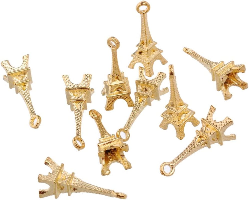 30PCS Charm Pendant Butterfly Tibetan Metal Beads Silver Color for Jewelry Making Bracelet Gold Eiffel Tower / 30 PCS