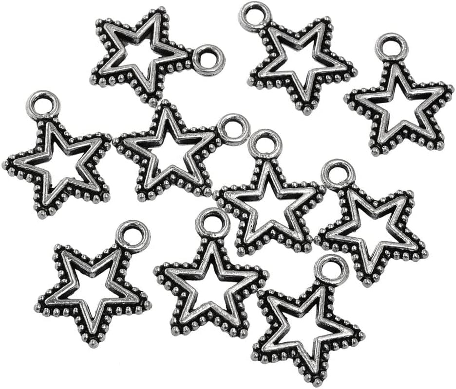 30PCS Charm Pendant Butterfly Tibetan Metal Beads Silver Color for Jewelry Making Bracelet Star-1 / 90 PCS