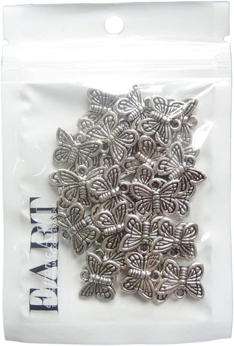 30PCS Charm Pendant Butterfly Tibetan Metal Beads Silver Color for Jewelry Making Bracelet