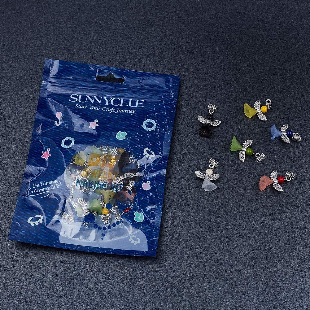 30Pcs Christmas Angel Charms Bulk European Bead Bail Charms Mixed Wedding Dress Wings Xmas Acrylic Beads Snake Chain Bracelets Charms for Jewelry Making Gemstone Chakra Pendants Mixed Color