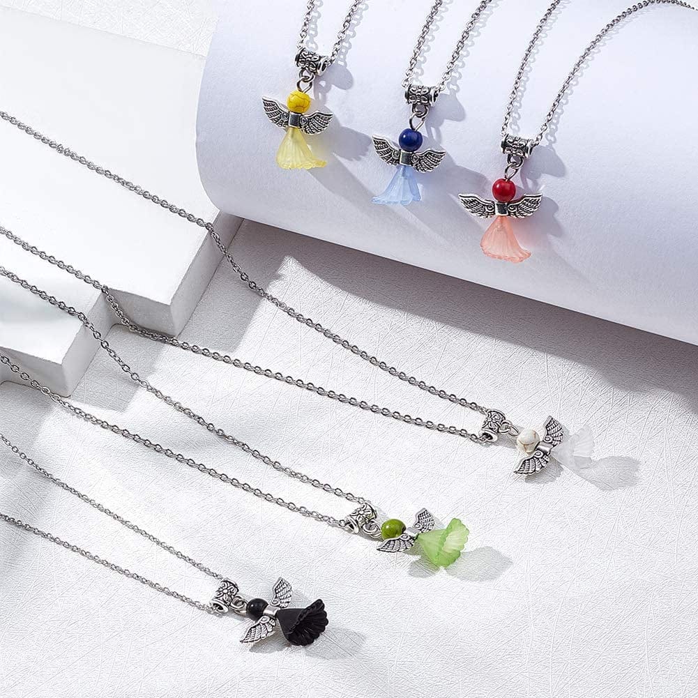 30Pcs Christmas Angel Charms Bulk European Bead Bail Charms Mixed Wedding Dress Wings Xmas Acrylic Beads Snake Chain Bracelets Charms for Jewelry Making Gemstone Chakra Pendants Mixed Color