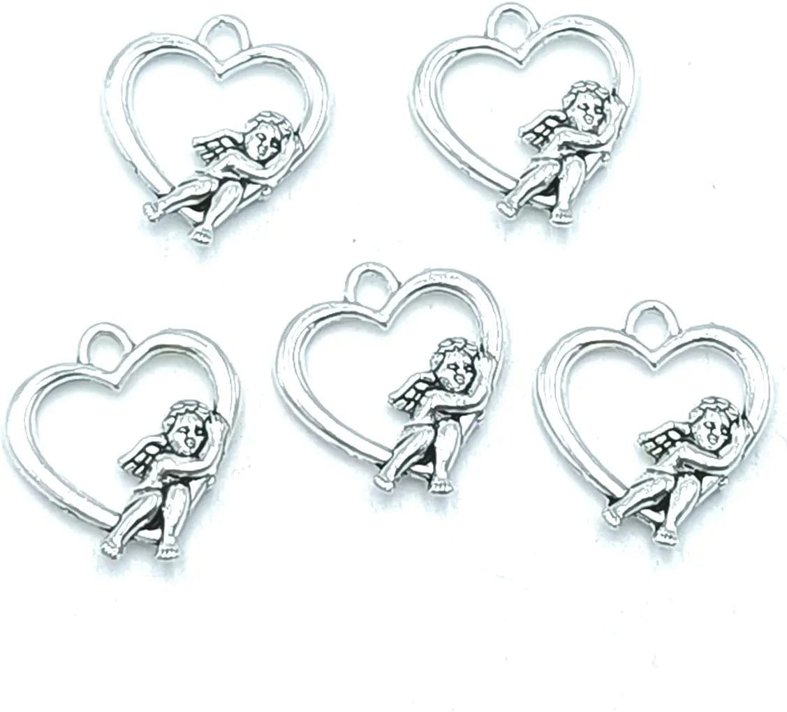 30Pcs Craft Supplies Antique Silver Wings Angel Fairy Charms Pendants Jewelry Findings,For Earring Bracelet Necklace Jewelry DIY Craft Making 27 X 24Mm (Antique Silver) Silver
