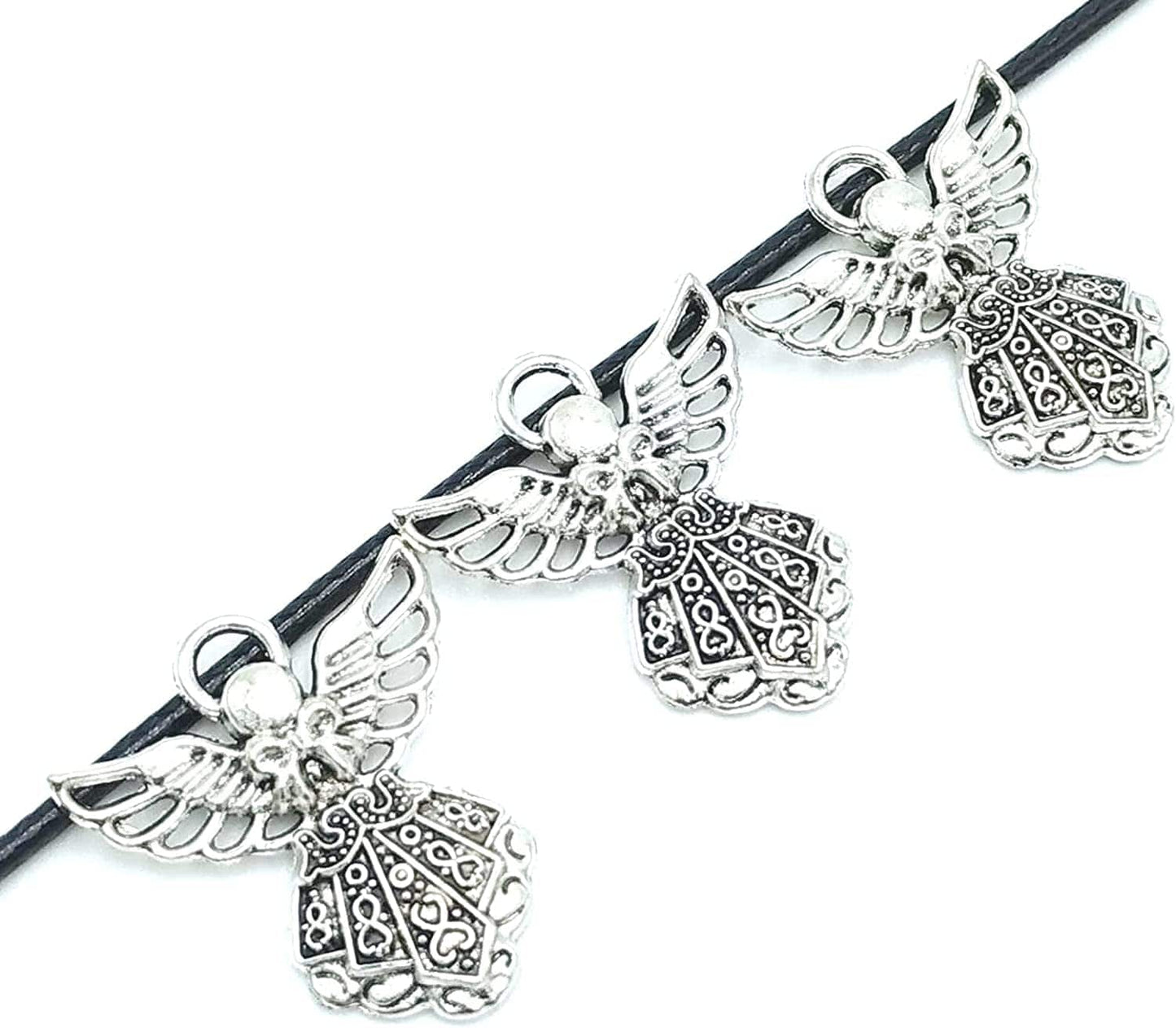 30Pcs Craft Supplies Antique Silver Wings Angel Fairy Charms Pendants Jewelry Findings,For Earring Bracelet Necklace Jewelry DIY Craft Making 27 X 24Mm (Antique Silver)