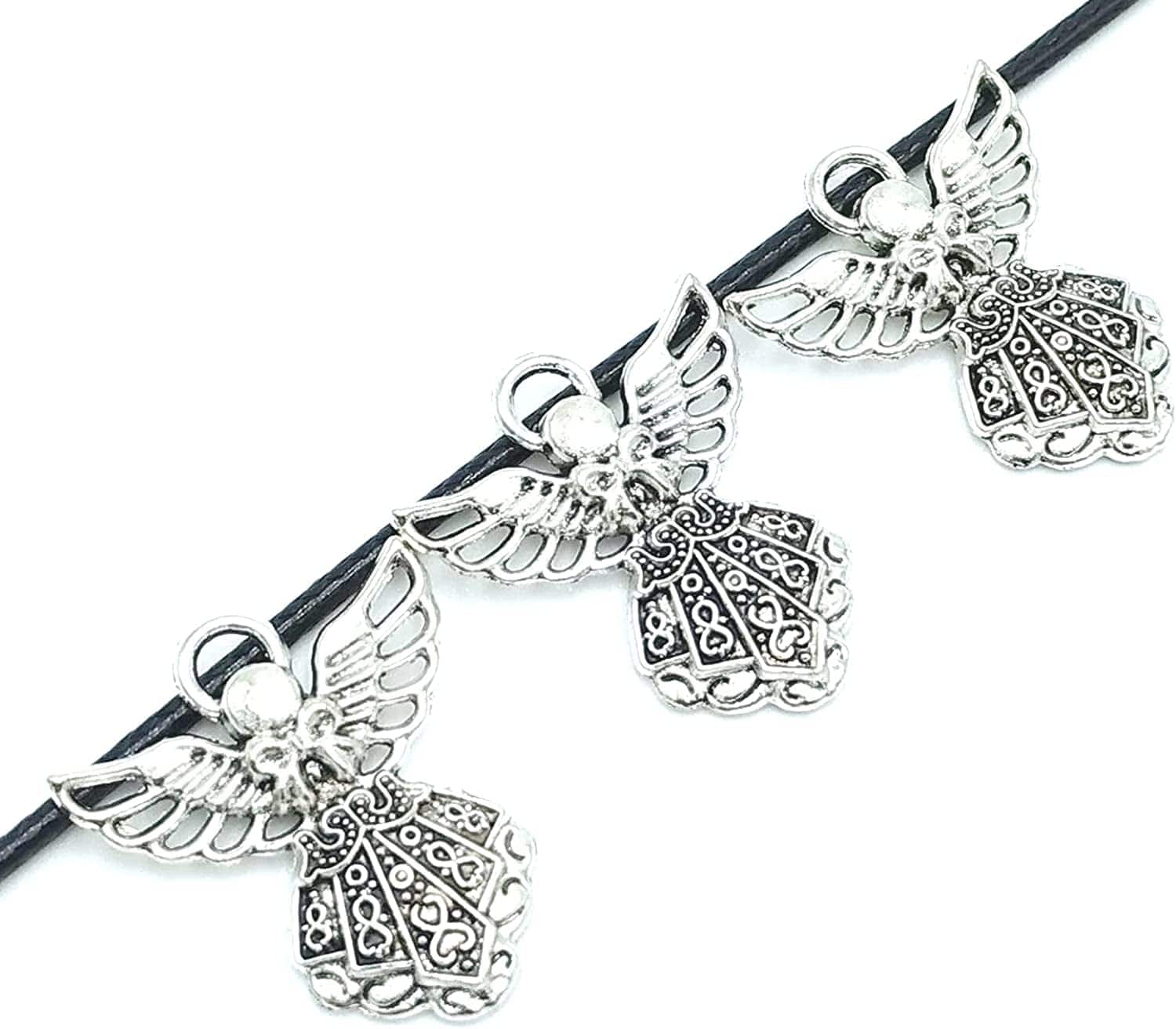 30Pcs Craft Supplies Antique Silver Wings Angel Fairy Charms Pendants Jewelry Findings,For Earring Bracelet Necklace Jewelry DIY Craft Making 27 X 24Mm (Antique Silver)
