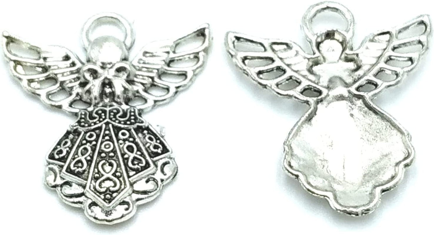 30Pcs Craft Supplies Antique Silver Wings Angel Fairy Charms Pendants Jewelry Findings,For Earring Bracelet Necklace Jewelry DIY Craft Making 27 X 24Mm (Antique Silver)