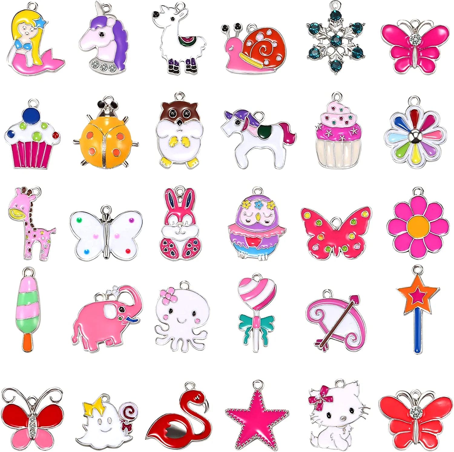 30Pcs Girls Assorted Charms Pendants DIY for Bracelet Necklace Key Ring Jewelry Making & Crafting,Wholesale Bulk #1