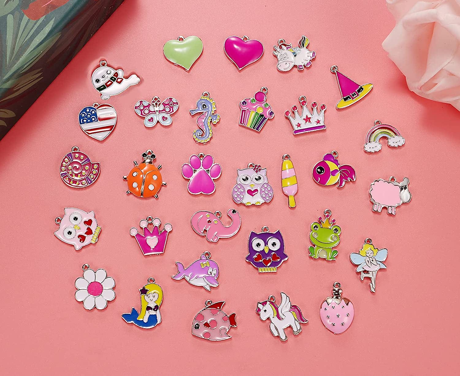 30Pcs Girls Assorted Charms Pendants DIY for Bracelet Necklace Key Ring Jewelry Making & Crafting,Wholesale Bulk