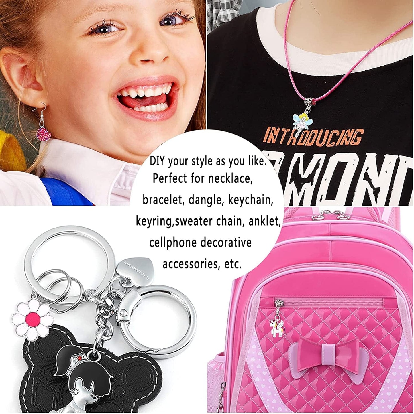 30Pcs Girls Assorted Charms Pendants DIY for Bracelet Necklace Key Ring Jewelry Making & Crafting,Wholesale Bulk