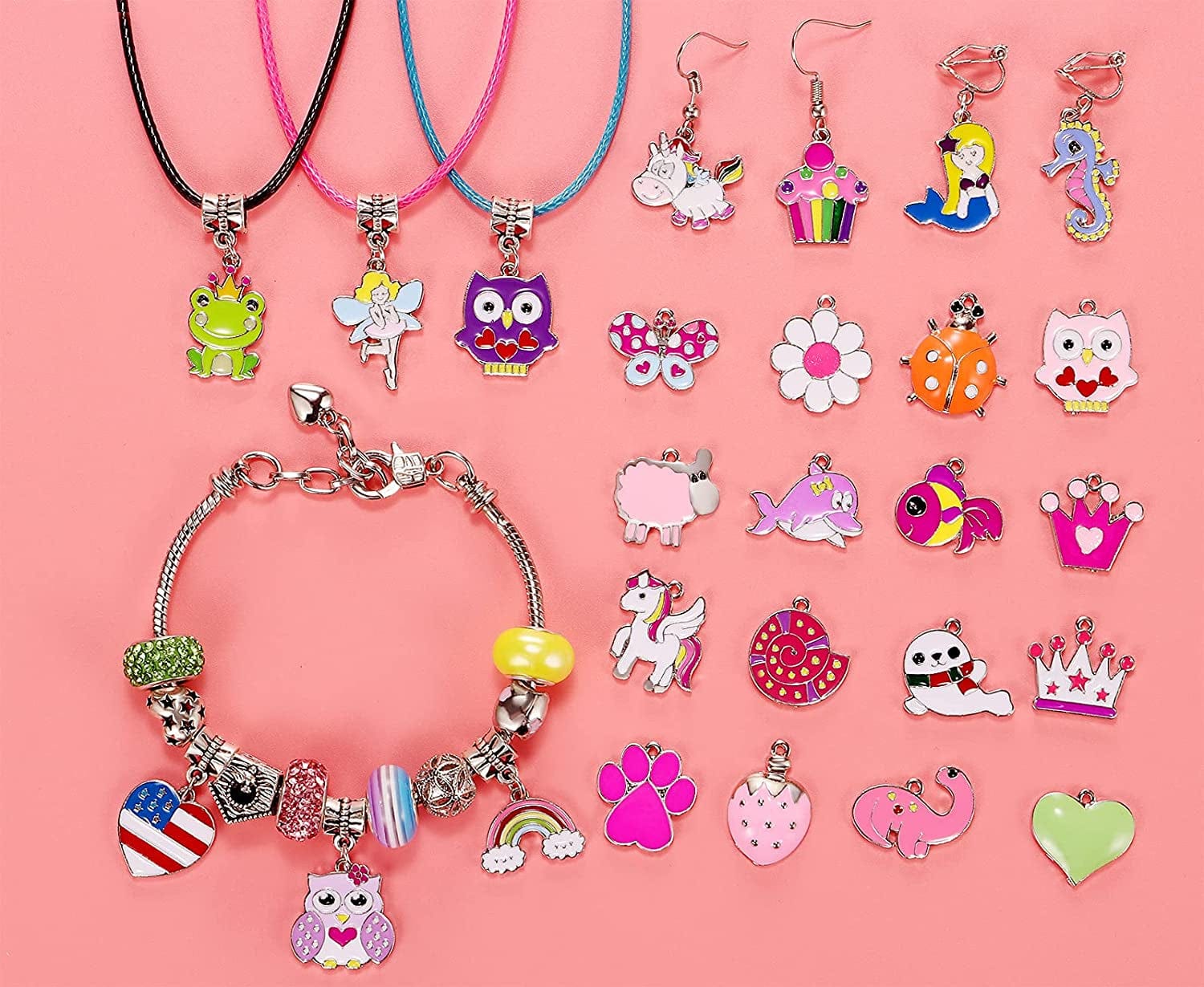 30Pcs Girls Assorted Charms Pendants DIY for Bracelet Necklace Key Ring Jewelry Making & Crafting,Wholesale Bulk