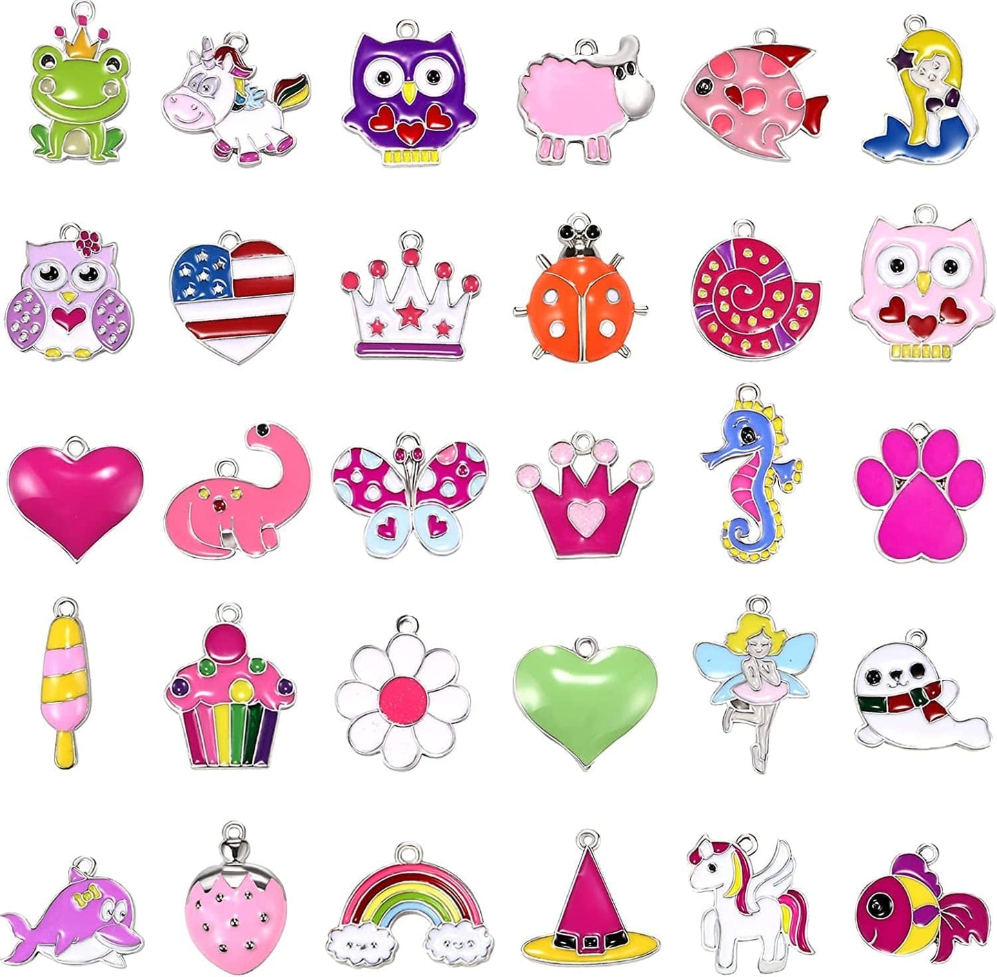 30Pcs Girls Assorted Charms Pendants DIY for Bracelet Necklace Key Ring Jewelry Making & Crafting,Wholesale Bulk #2