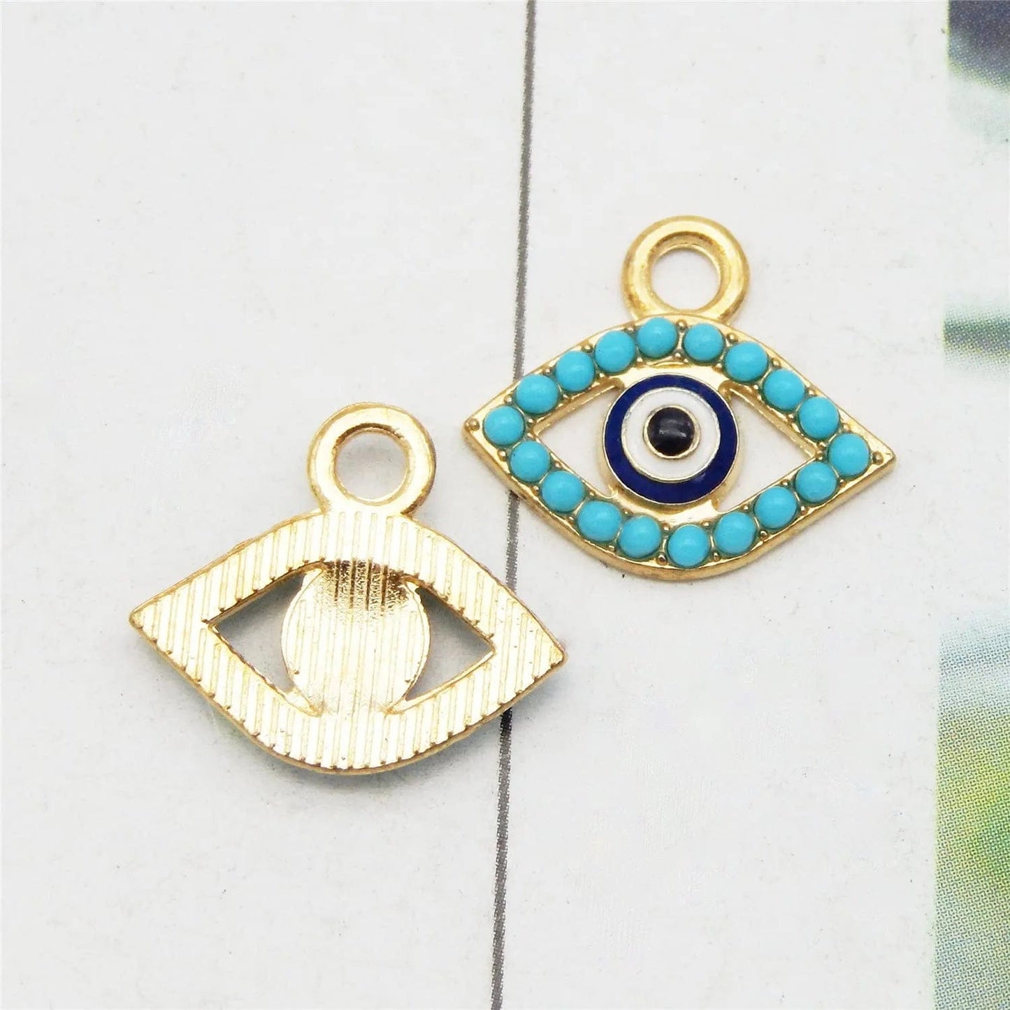 30Pcs Mixed Rhinestone Evil Eye Connector Charm Pendant for Craft DIY Necklace Bracelet Earrings Making