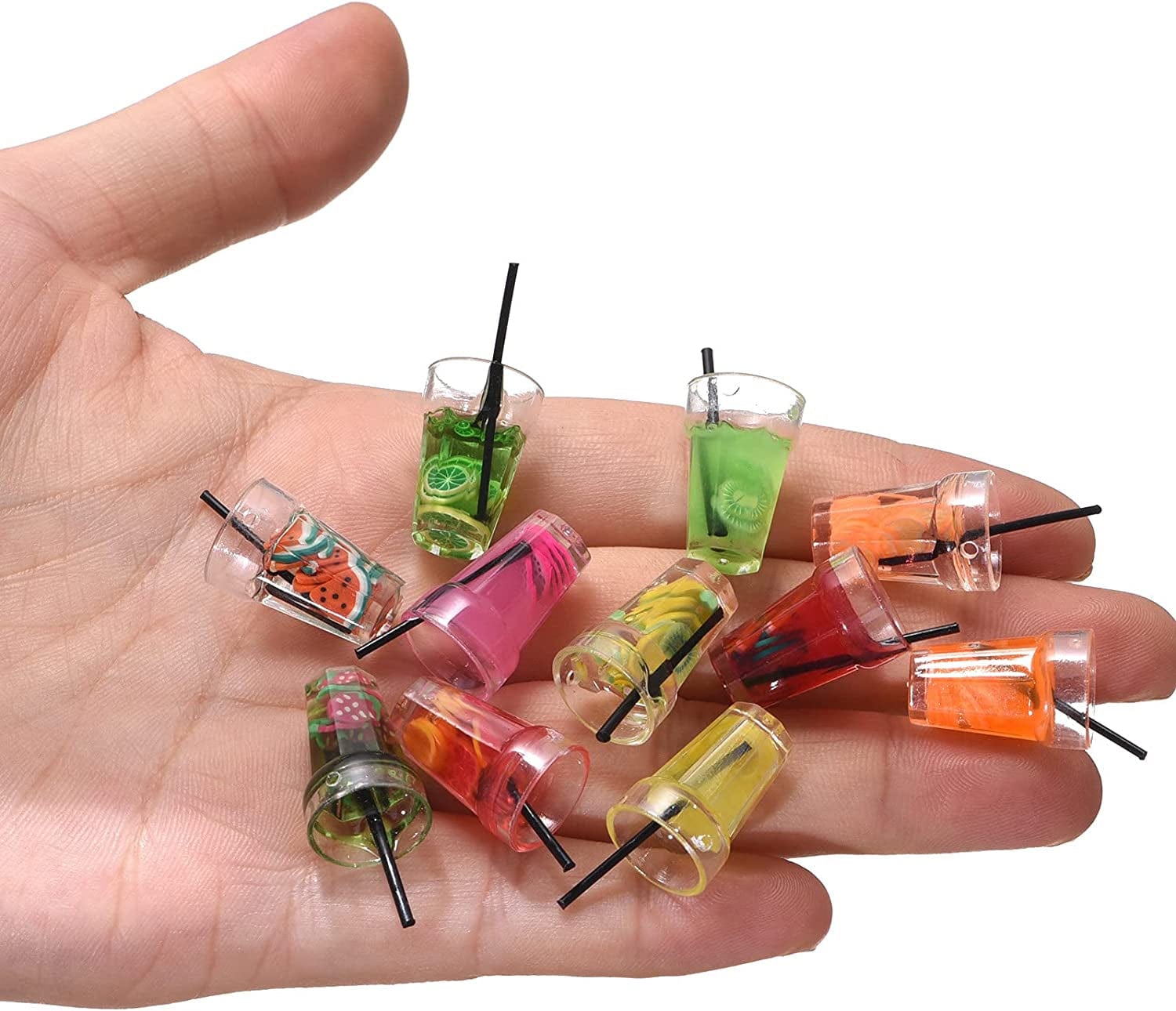30Pcs Small Resin Fruit Drink Cup Bottle Charms Mini Bottle Charm Pendants for Necklace Earring DIY Crafts Hanging Keychain Bag Decoration (A399)