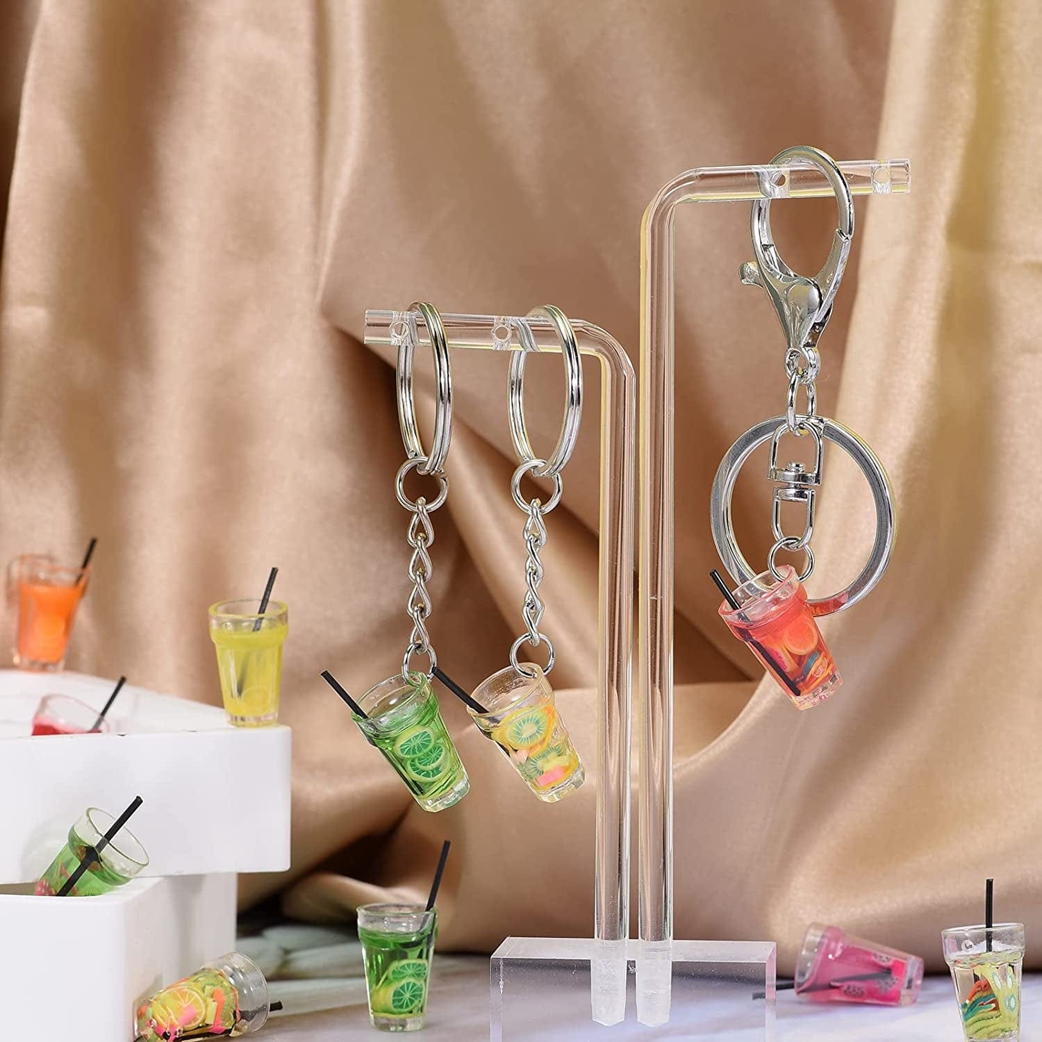 30Pcs Small Resin Fruit Drink Cup Bottle Charms Mini Bottle Charm Pendants for Necklace Earring DIY Crafts Hanging Keychain Bag Decoration (A399)