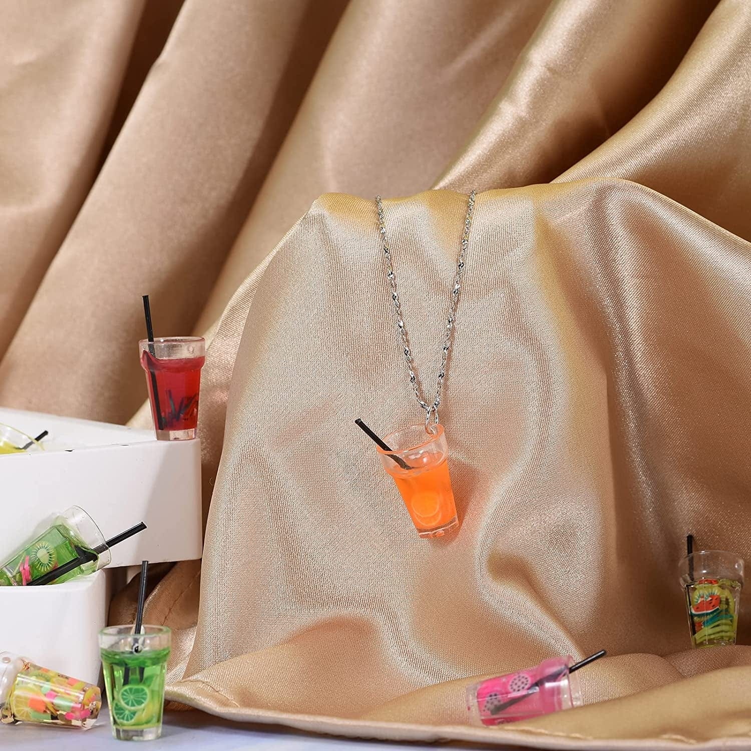 30Pcs Small Resin Fruit Drink Cup Bottle Charms Mini Bottle Charm Pendants for Necklace Earring DIY Crafts Hanging Keychain Bag Decoration (A399)