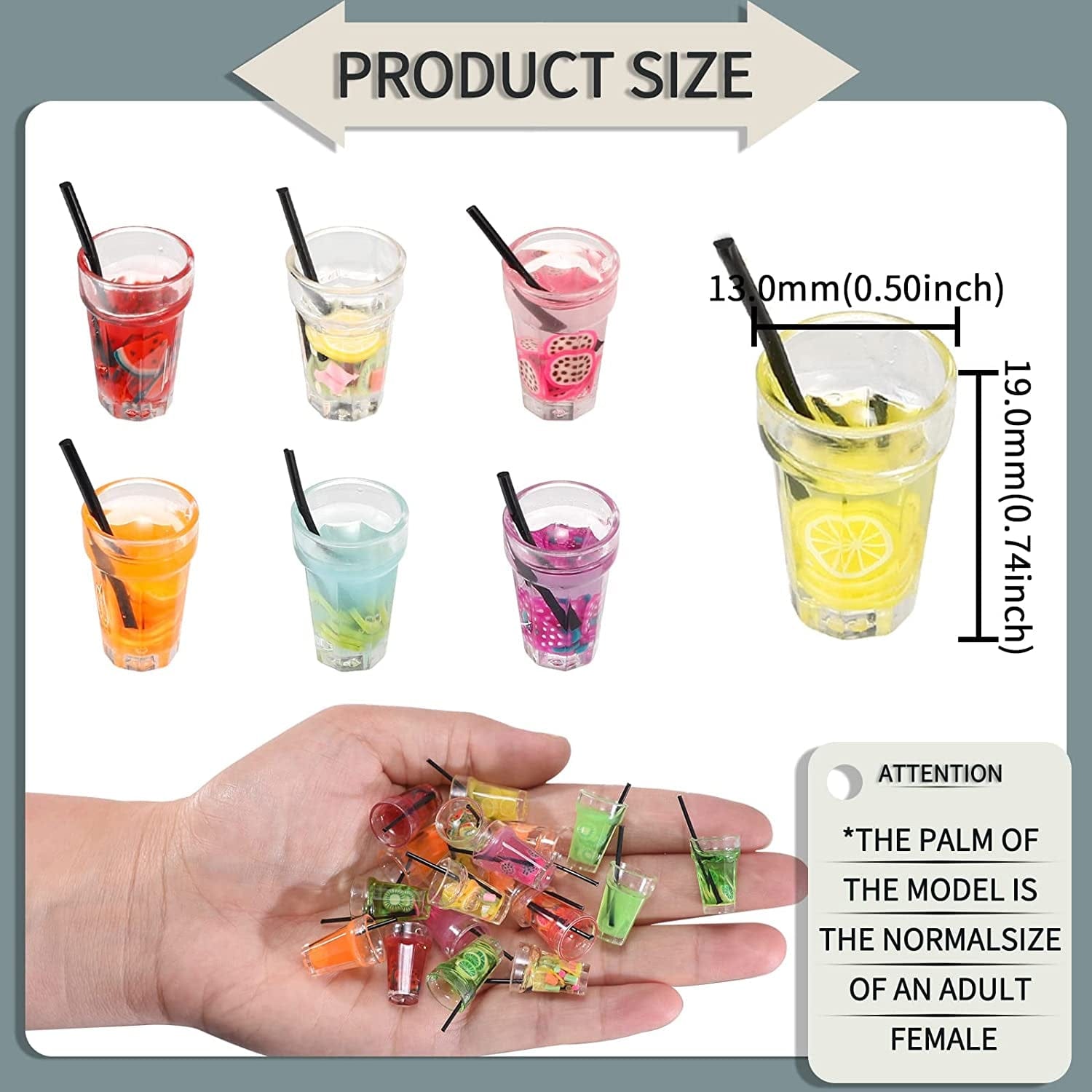 30Pcs Small Resin Fruit Drink Cup Bottle Charms Mini Bottle Charm Pendants for Necklace Earring DIY Crafts Hanging Keychain Bag Decoration (A399)